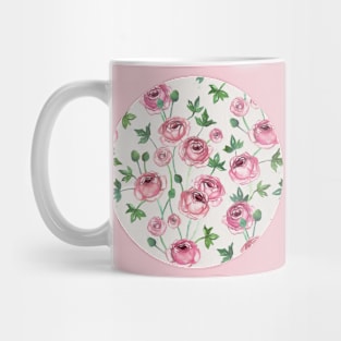 Painted Pink Ranunculus Pattern Mug